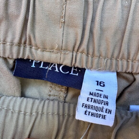 Boys Khaki Elastic Waist Twill Shorts With Drawstring & Pockets Size 16 - Picture 2 of 7